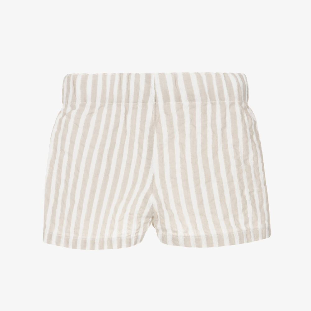 NAME IT-Baby Boys Beige & White Stripe Cotton Shorts | Childrensalon