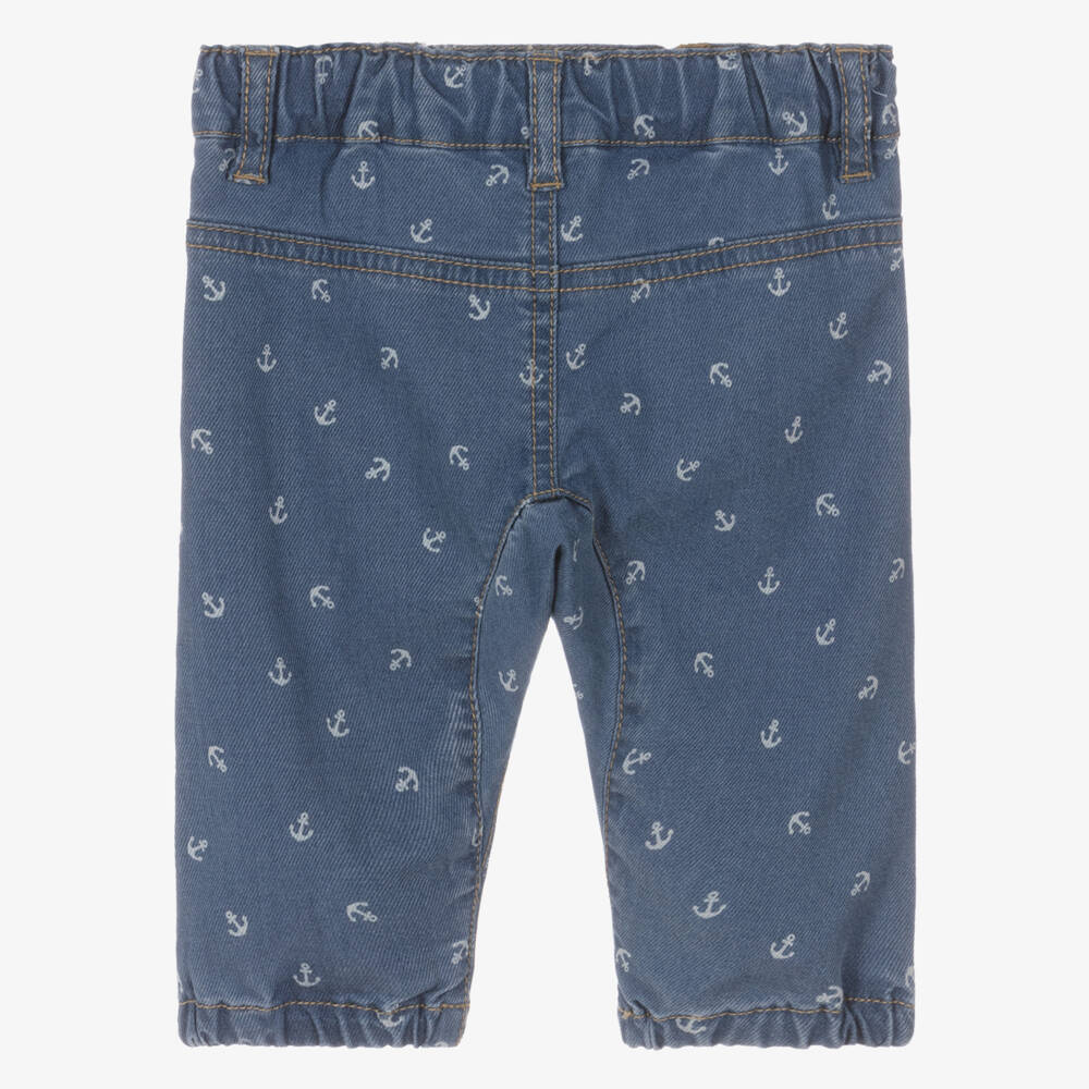 NAME IT-Baby Boys Blue Anchor Print Denim Jeans | Childrensalon