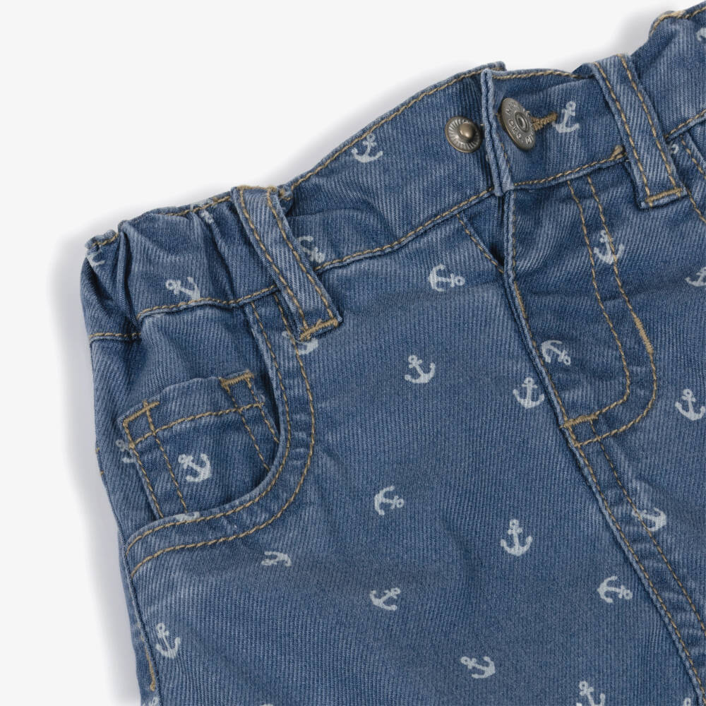 NAME IT-Baby Boys Blue Anchor Print Denim Jeans | Childrensalon