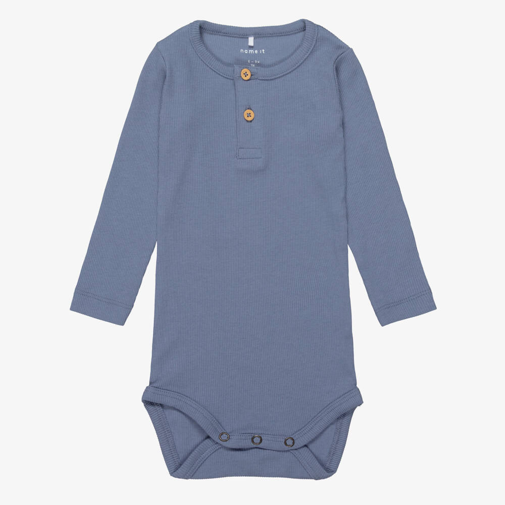 NAME IT-Baby Boys Blue & Beige Cotton Bodyvests (2 Pack) | Childrensalon