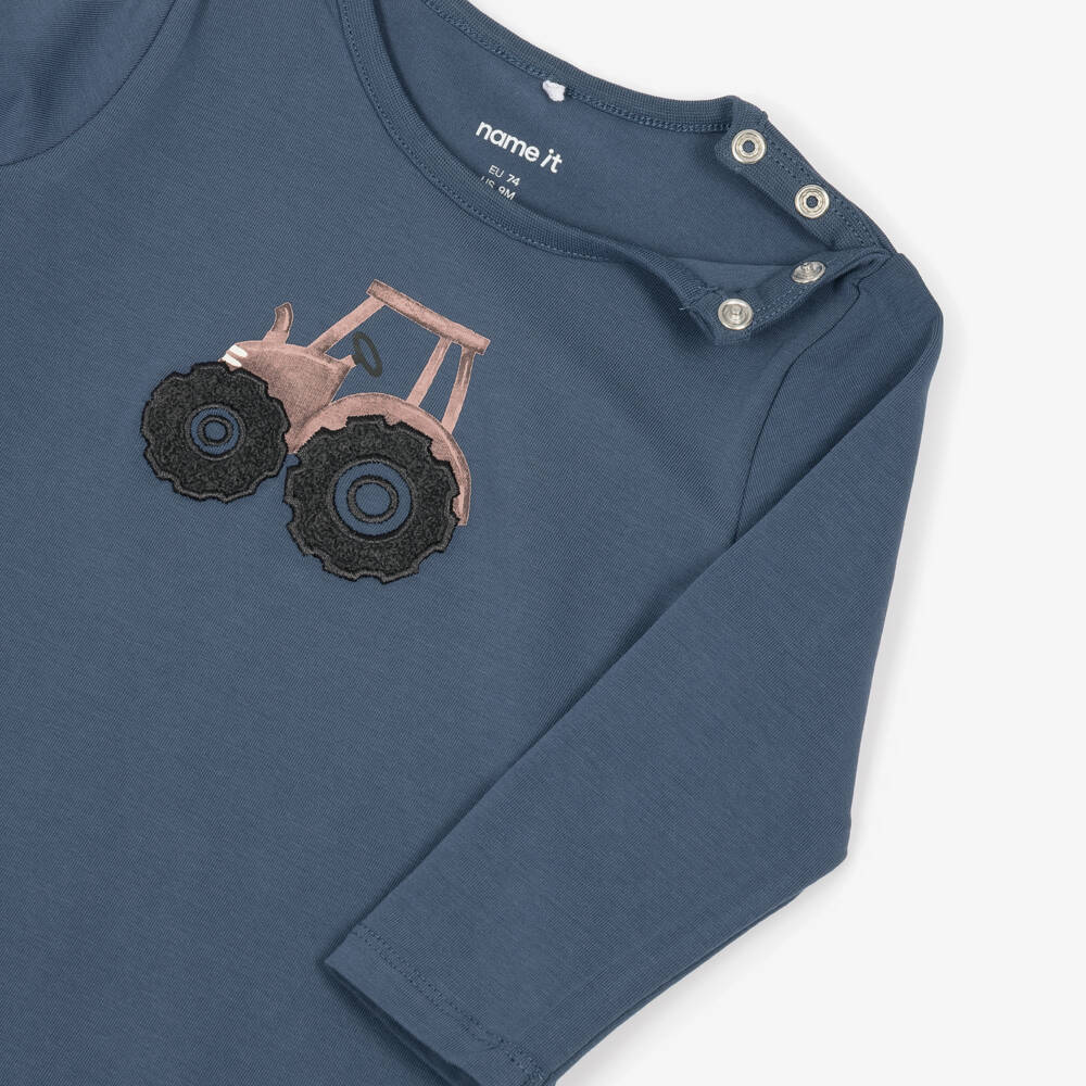 NAME IT-Baby Boys Blue Organic Cotton Tractor Top | Childrensalon