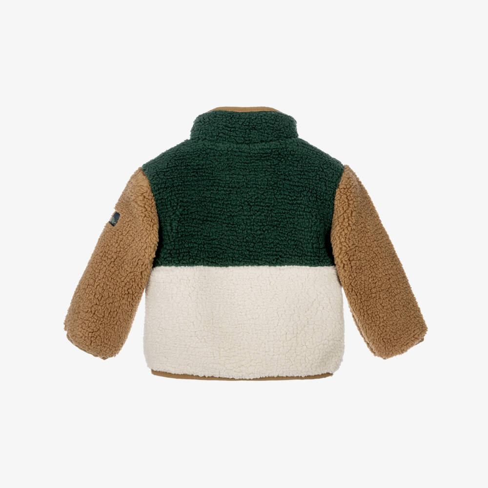 NAME IT-Baby Boys Green & Brown Teddy Fleece Jacket | Childrensalon