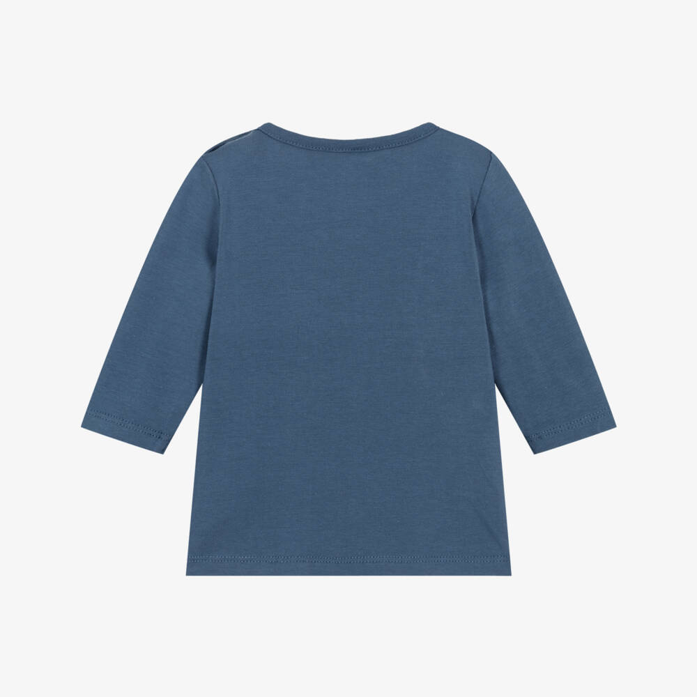 NAME IT-Baby Boys Navy Blue Cotton Top with Embroidered Bear | Childrensalon