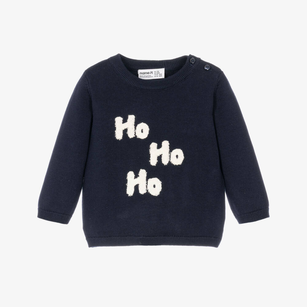 NAME IT-Baby Boys Navy Blue Ho Ho Ho Sweater | Childrensalon