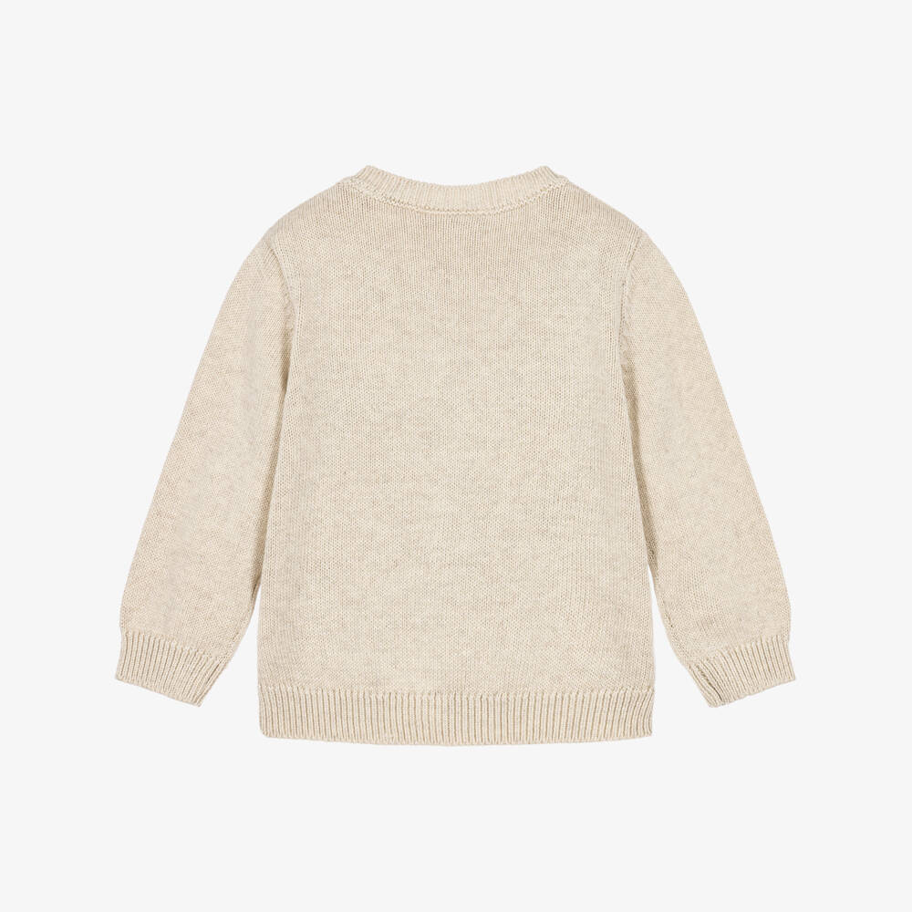 NAME IT-Baby Boys Pale Beige Organic Cotton Cardigan | Childrensalon