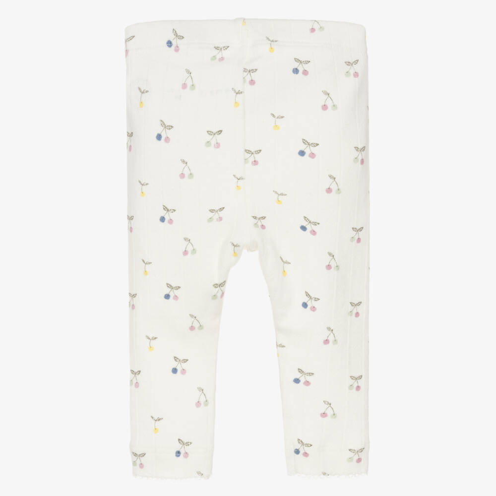 NAME IT-Baby Girls Ivory Cherry Print Pointelle Jersey Leggings | Childrensalon