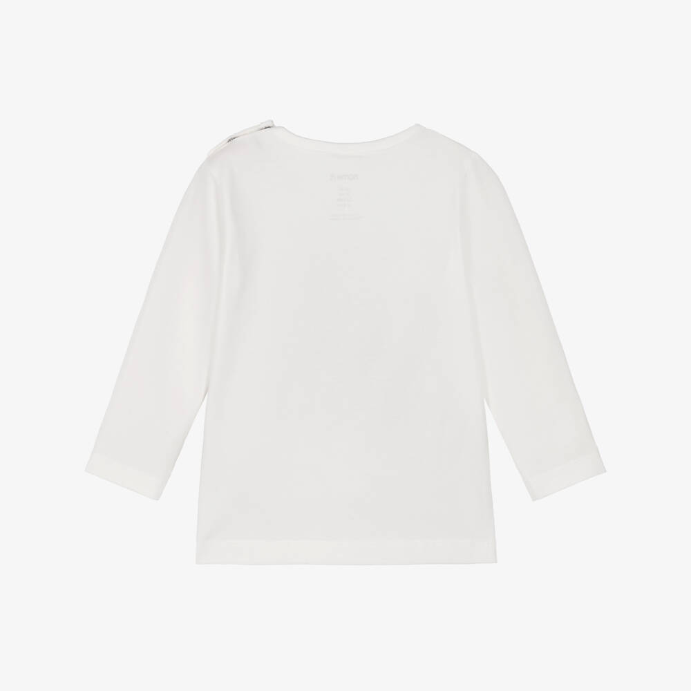 NAME IT-Baby Girls Ivory Cotton Top with Sparkly Cherry Motif | Childrensalon