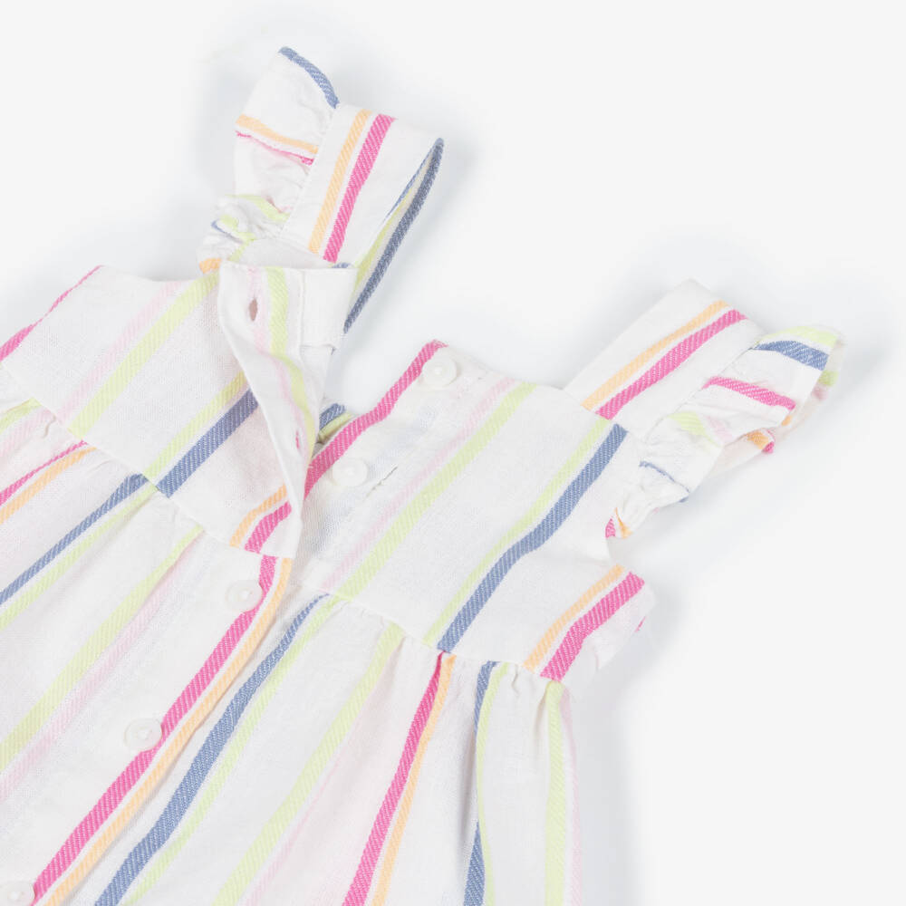 NAME IT-Baby Girls Ivory Multi Stripes Cotton Dress | Childrensalon