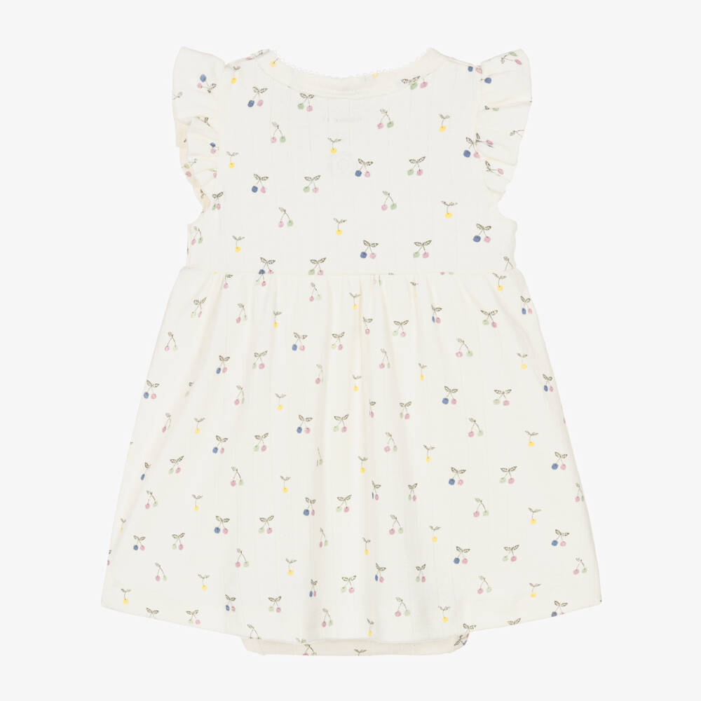 NAME IT-Baby Girls Ivory Organic Cotton Pointelle Jersey Dress | Childrensalon