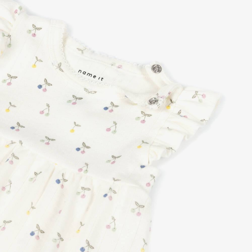 NAME IT-Baby Girls Ivory Organic Cotton Pointelle Jersey Dress | Childrensalon