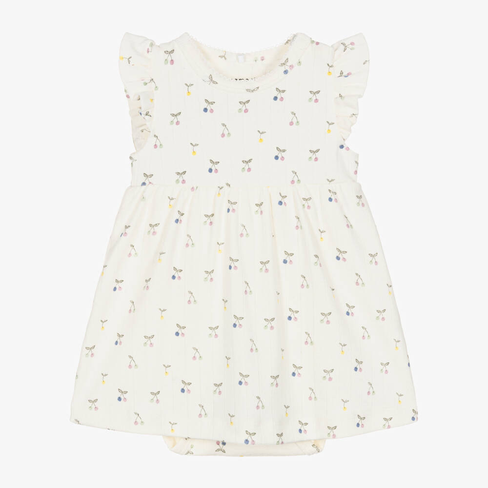 NAME IT-Baby Girls Ivory Organic Cotton Pointelle Jersey Dress | Childrensalon