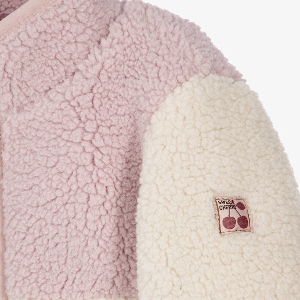 NAME IT-Baby Girls Pale Violet & Ivory Teddy Fleece Jacket | Childrensalon