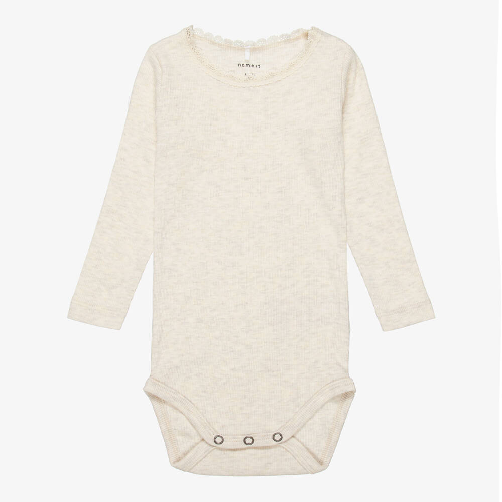 NAME IT-Baby Girls Pink & Beige Cotton Jersey Bodyvests (2 Pack) | Childrensalon