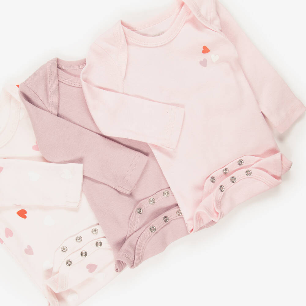 NAME IT-Baby Girls Pink Cotton Bodyvests with Heart Prints | Childrensalon