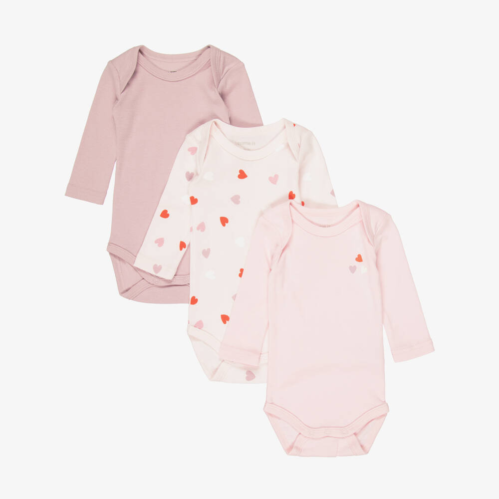 NAME IT-Baby Girls Pink Cotton Bodyvests with Heart Prints | Childrensalon