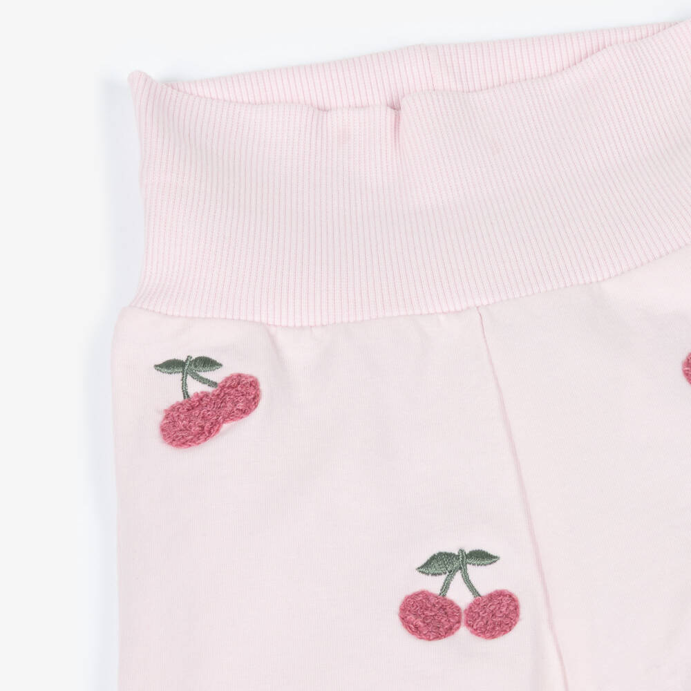 NAME IT-Baby Girls Pink Organic Cotton Joggers with Cherry Detail | Childrensalon
