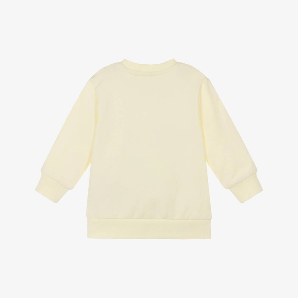 NAME IT-Baby Girls Yellow Crochet Flower Organic Cotton Sweatshirt | Childrensalon