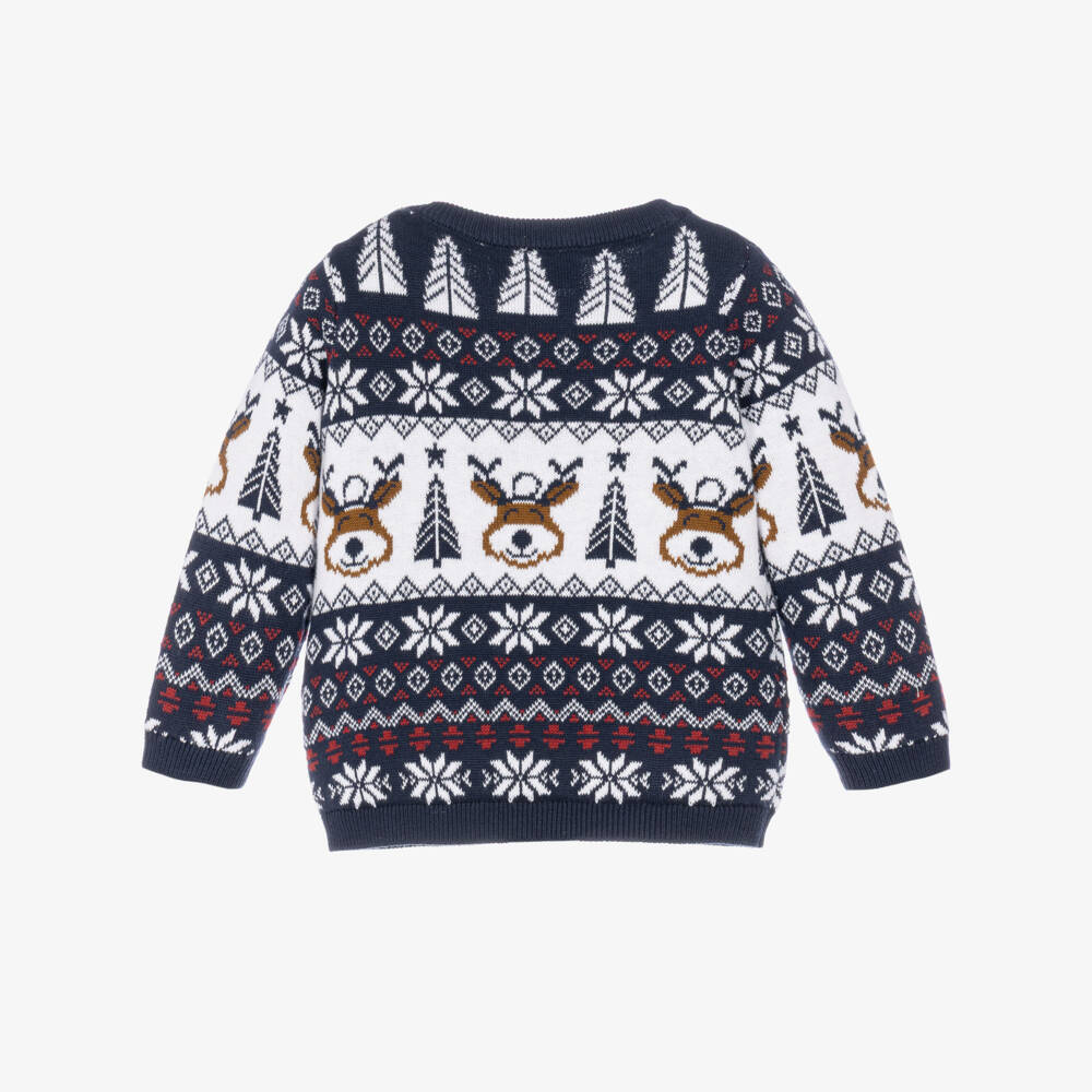 NAME IT-Baby Navy Blue Fair Isle Christmas Sweater | Childrensalon