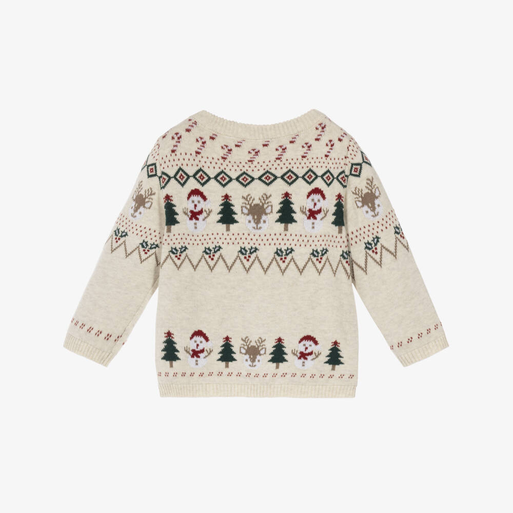 NAME IT-Beige Christmas Character Fair Isle Sweater | Childrensalon