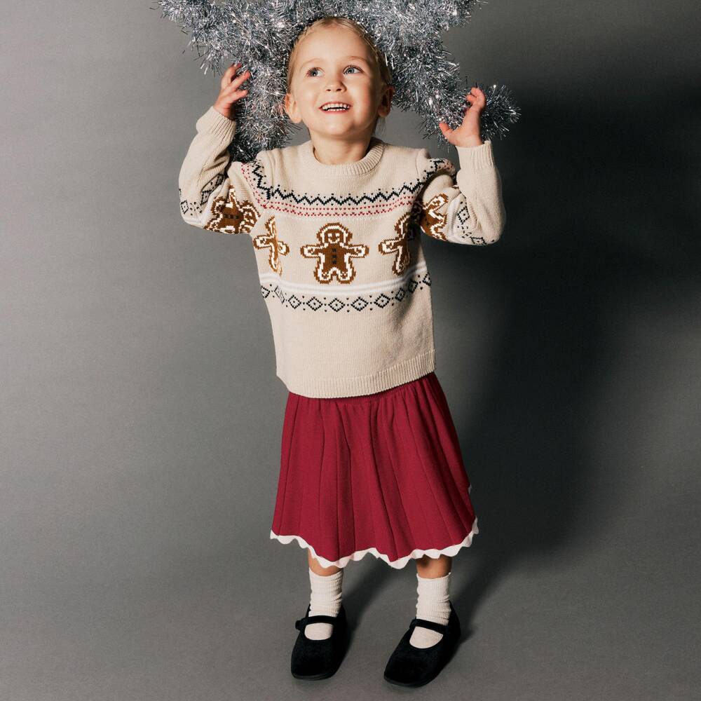 NAME IT-Beige Knitted Gingerbread Sweater | Childrensalon