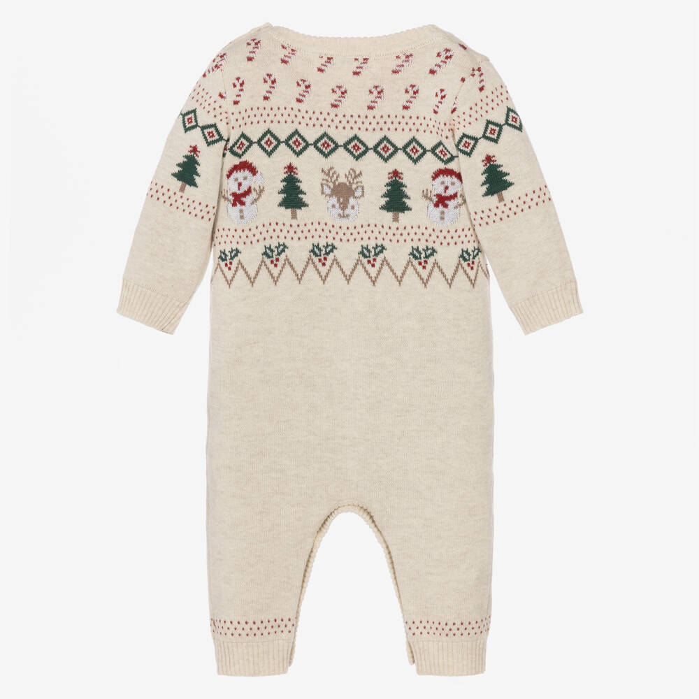 NAME IT-Beige Organic Cotton Christmas Romper | Childrensalon