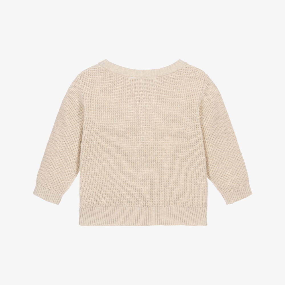 NAME IT-Кардиган бежевый трикотажный из органического хлопка для малышей | Childrensalon