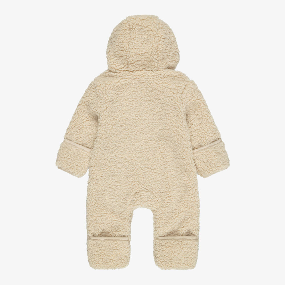 NAME IT-Beige Sherpa Fleece Pramsuit | Childrensalon
