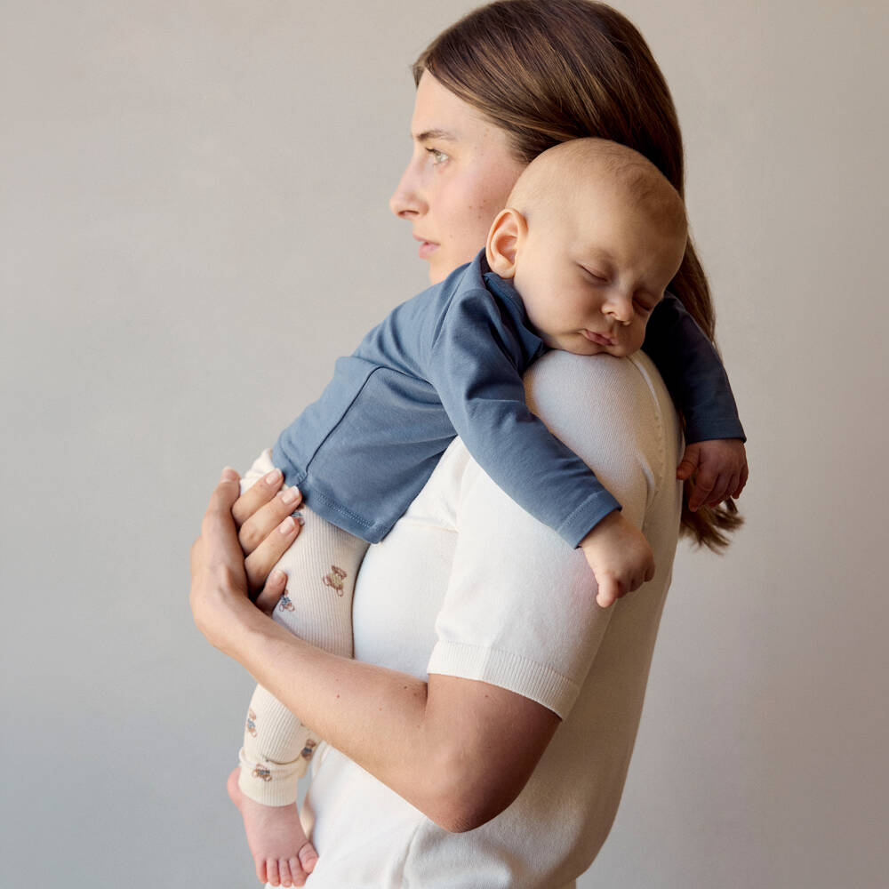 NAME IT-Легинсы бежевые из ребристого трикотажа с принтом мишек для малышей | Childrensalon