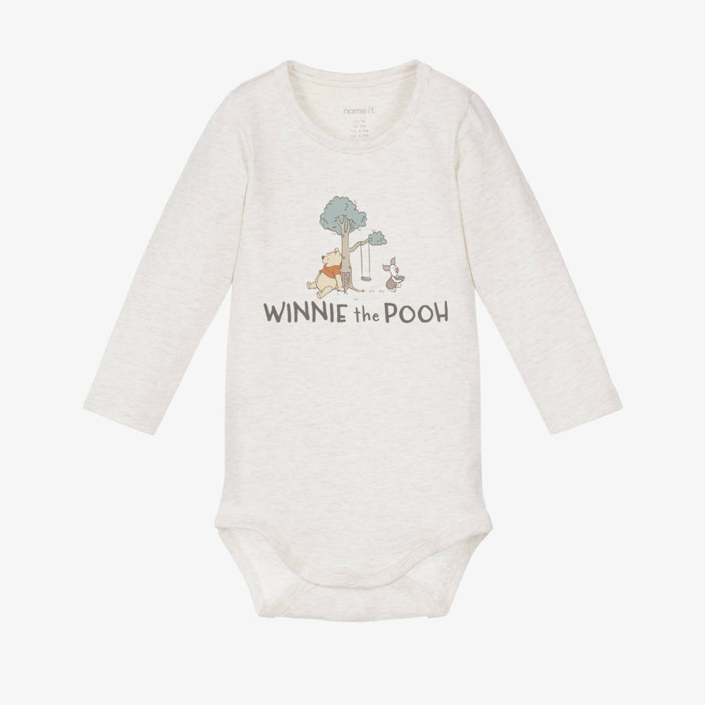 NAME IT-Beige Winnie The Pooh Bodyvest in Organic Cotton | Childrensalon