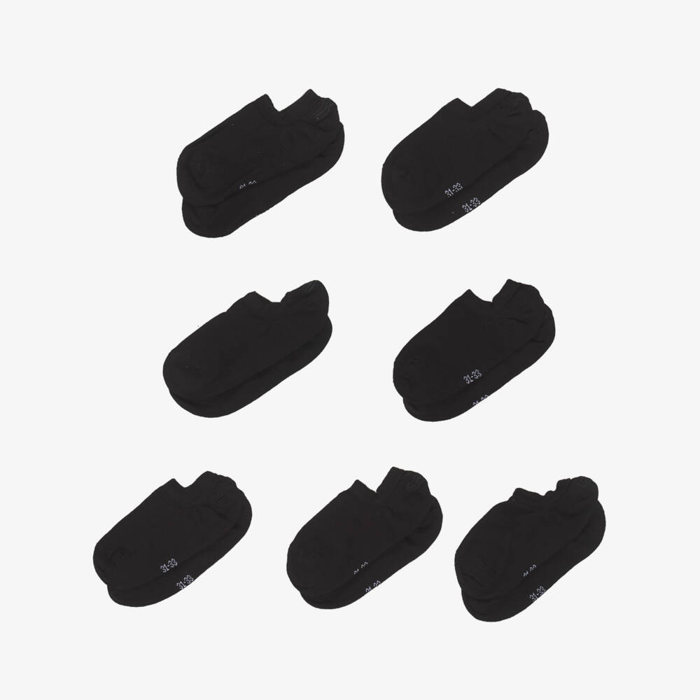 NAME IT-Black Knitted Cotton Trainer Socks (7 Pack) | Childrensalon