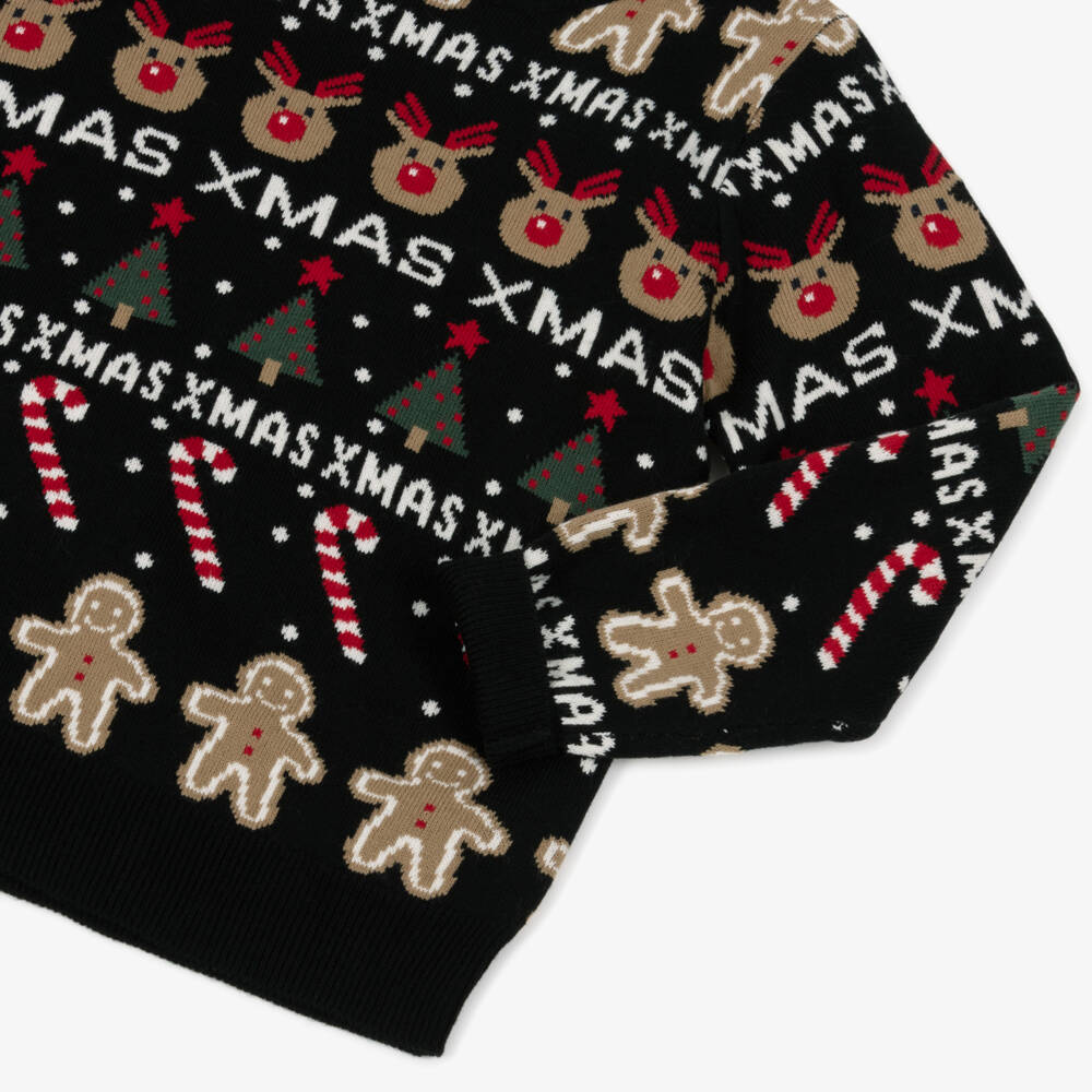 NAME IT-Black Knitted Festive Sweater | Childrensalon