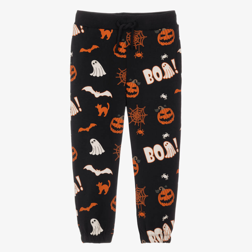 NAME IT-Black & Orange Halloween Print Joggers | Childrensalon