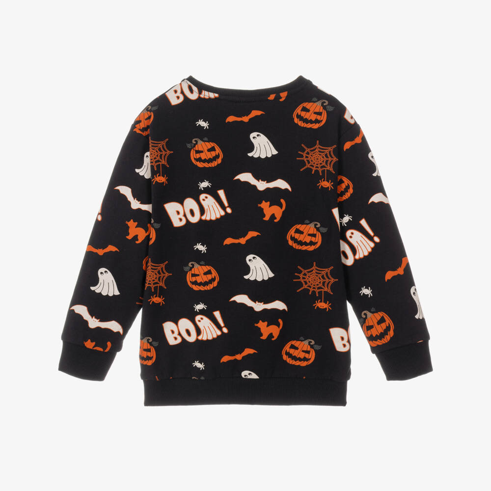 NAME IT-Black & Orange Halloween Print Sweatshirt | Childrensalon