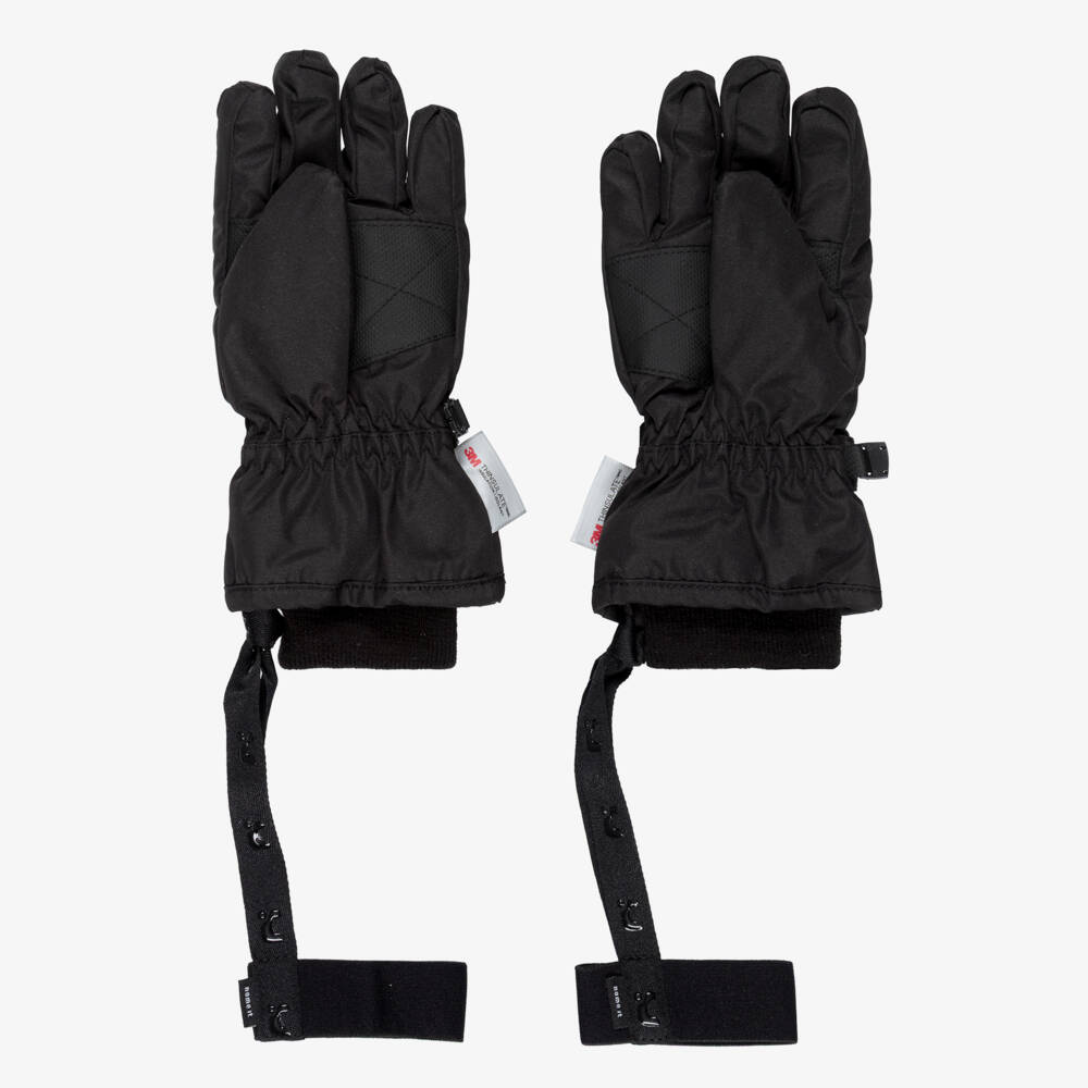 NAME IT-Black Technical Ski Gloves with Reflective Detail | Childrensalon