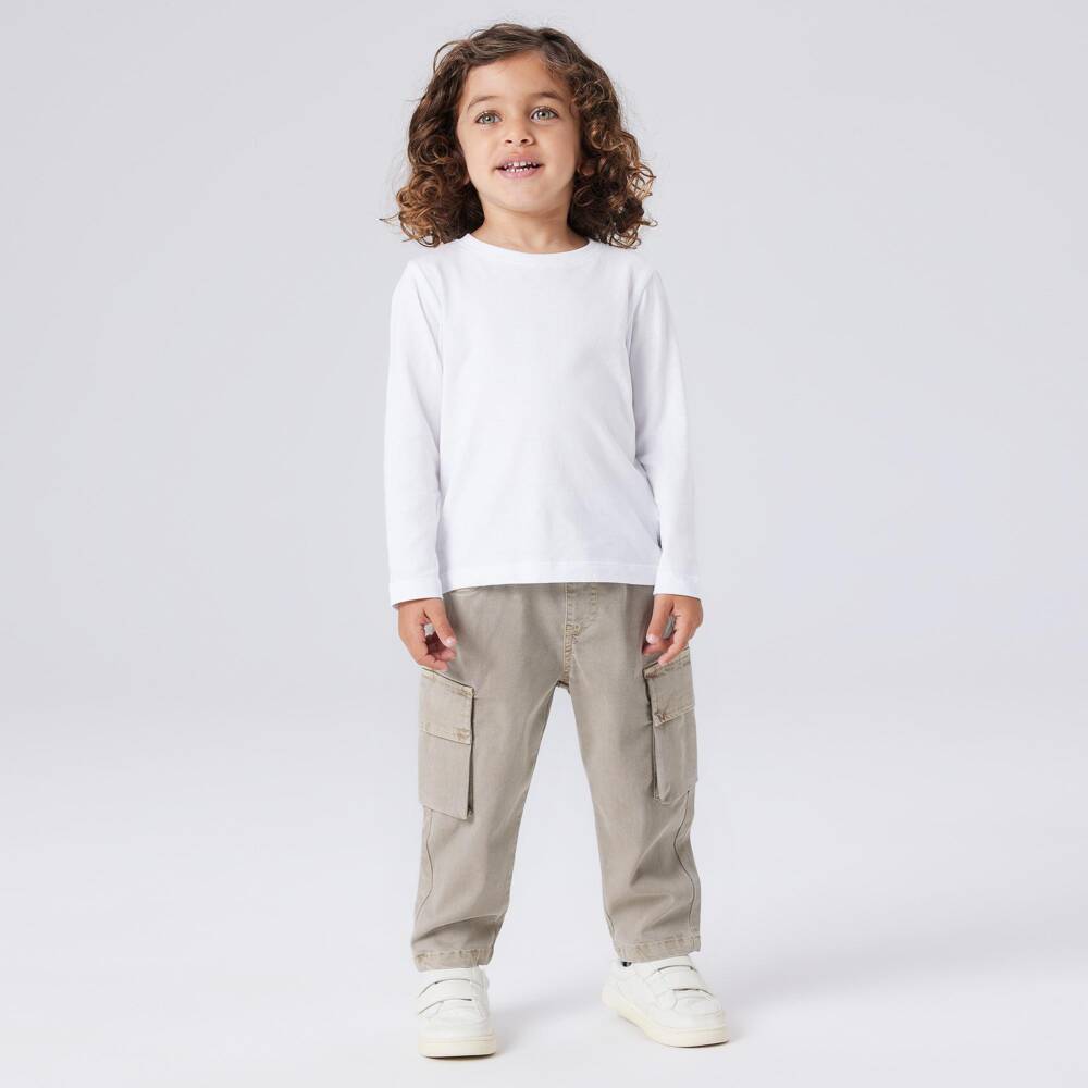 NAME IT-بنطلون كارغو بخصر مطاطي لون بيج للأولاد | Childrensalon