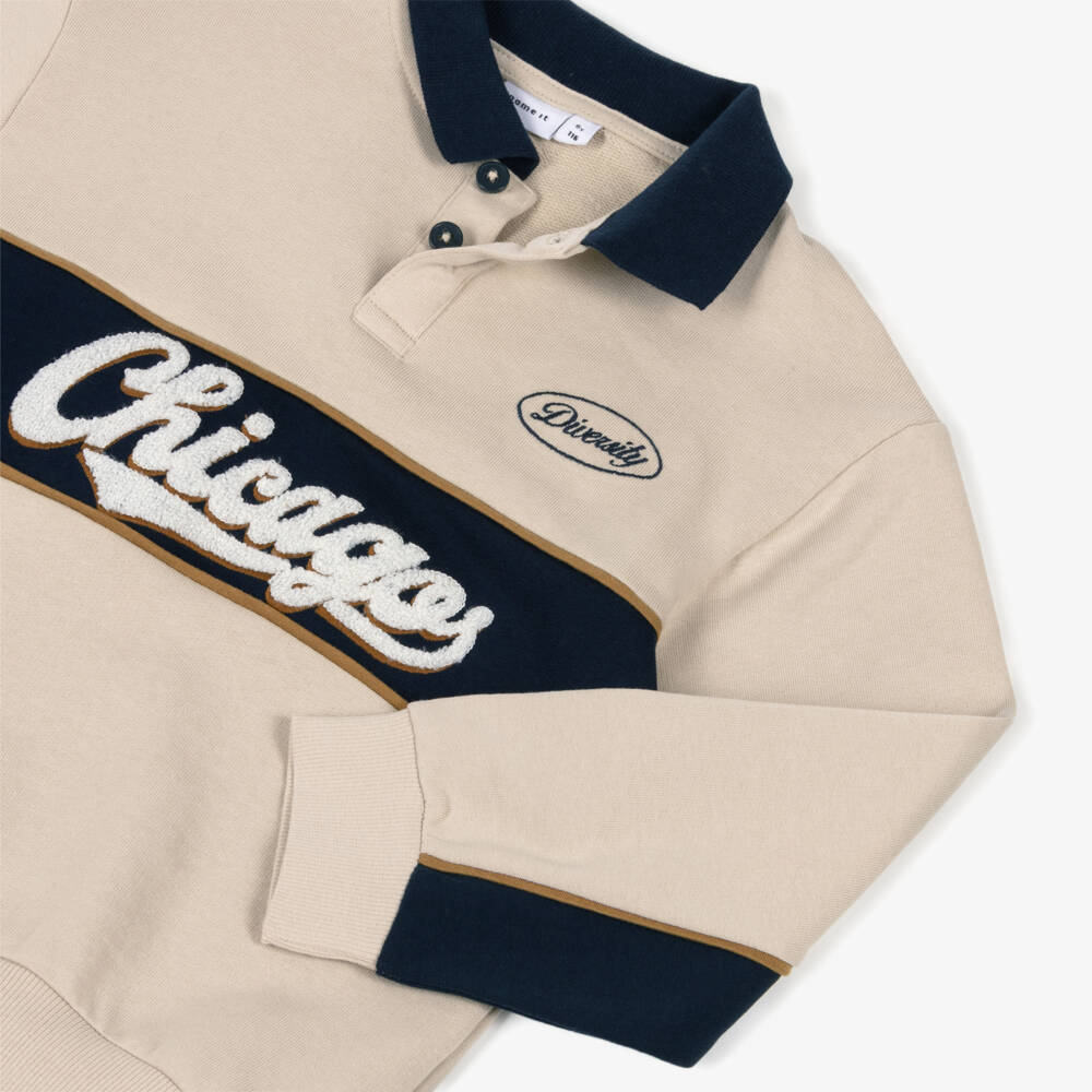 NAME IT-توب بولو بشعار شيكاغو قطن لون بيج للأولاد | Childrensalon