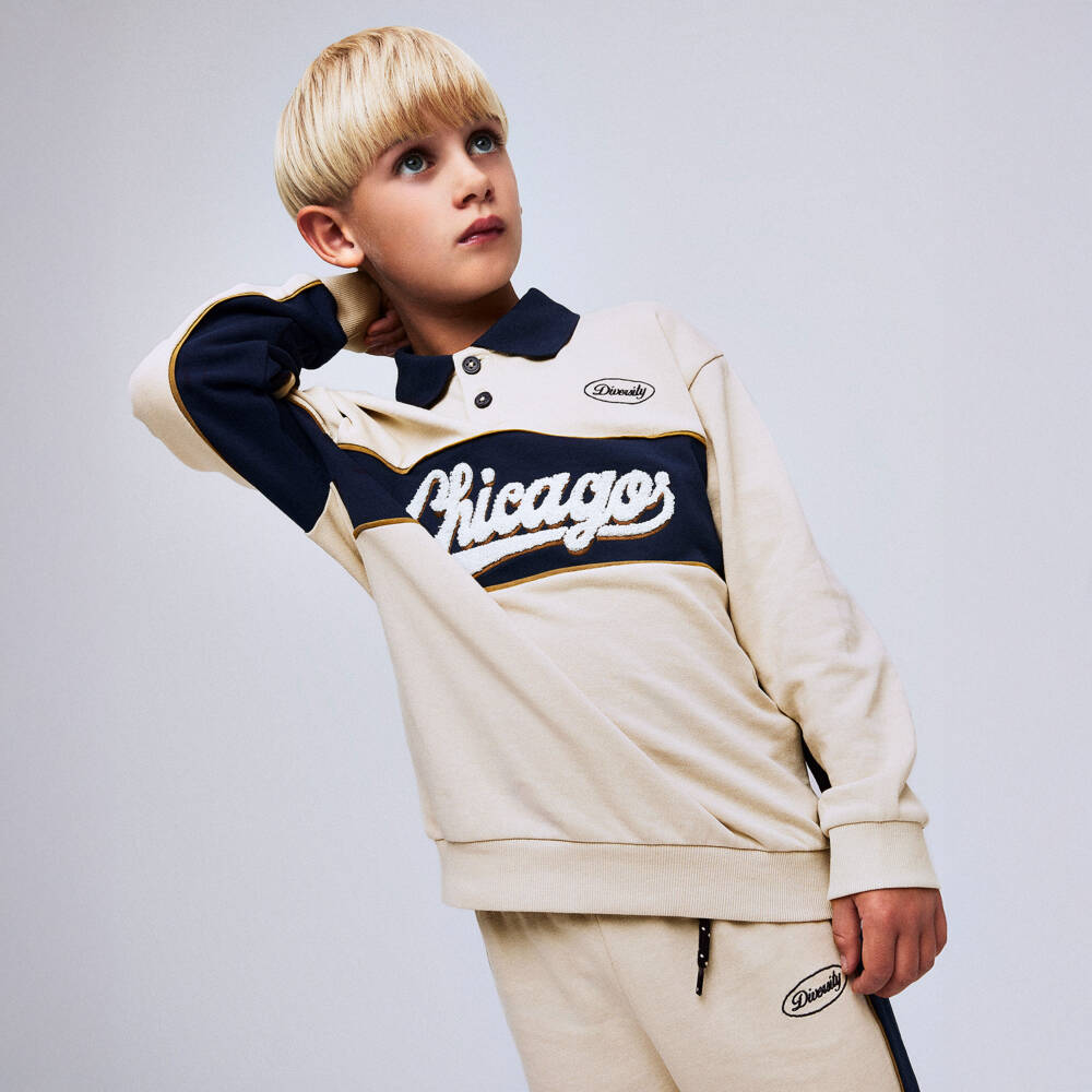 NAME IT-توب بولو بشعار شيكاغو قطن لون بيج للأولاد | Childrensalon