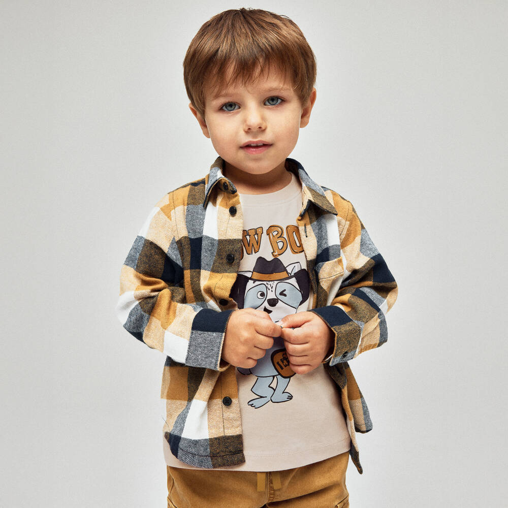 NAME IT-Boys Beige Cotton Cowboy T-Shirt | Childrensalon