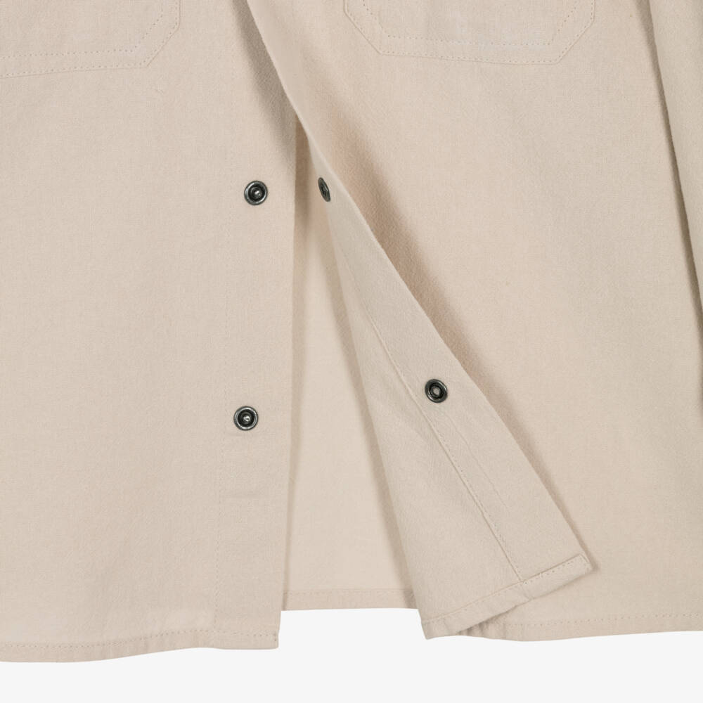 NAME IT-Boys Beige Cotton Shirt with Pockets | Childrensalon
