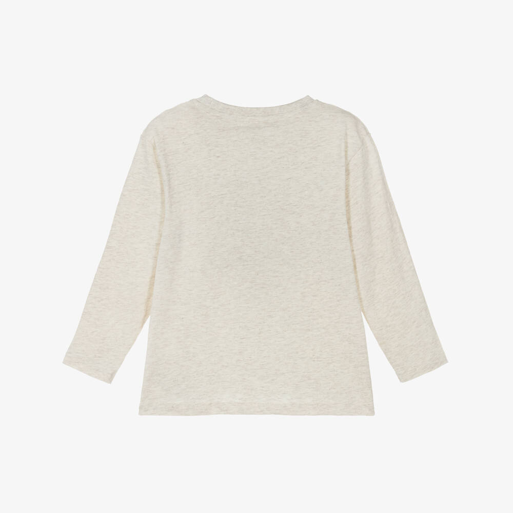 NAME IT-Boys Beige Cotton Top with Tennis Ball Motif | Childrensalon