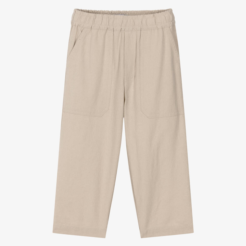 NAME IT-Boys Beige Cotton Trousers | Childrensalon