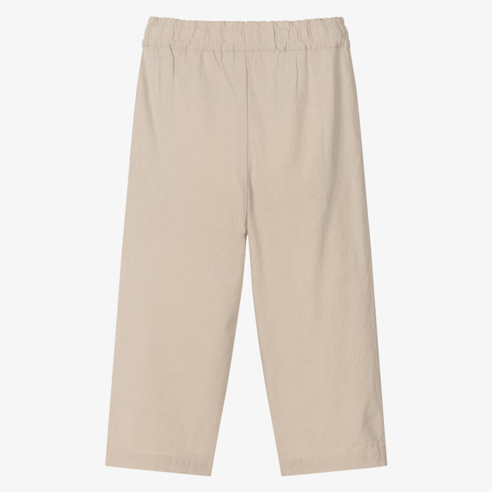 NAME IT-Boys Beige Cotton Trousers | Childrensalon