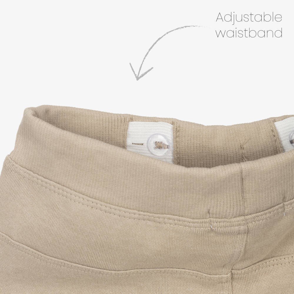 NAME IT-Boys Beige Cuffed Joggers with Logo Patch | Childrensalon