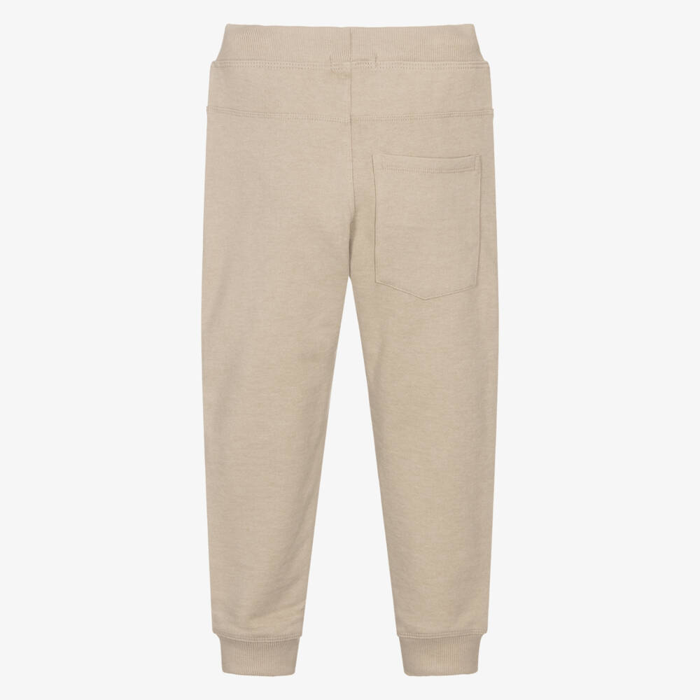 NAME IT-Boys Beige Cuffed Joggers with Logo Patch | Childrensalon