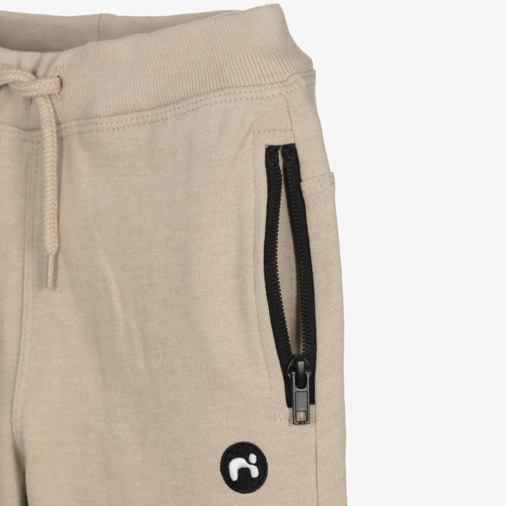 NAME IT-Boys Beige Cuffed Joggers with Logo Patch | Childrensalon