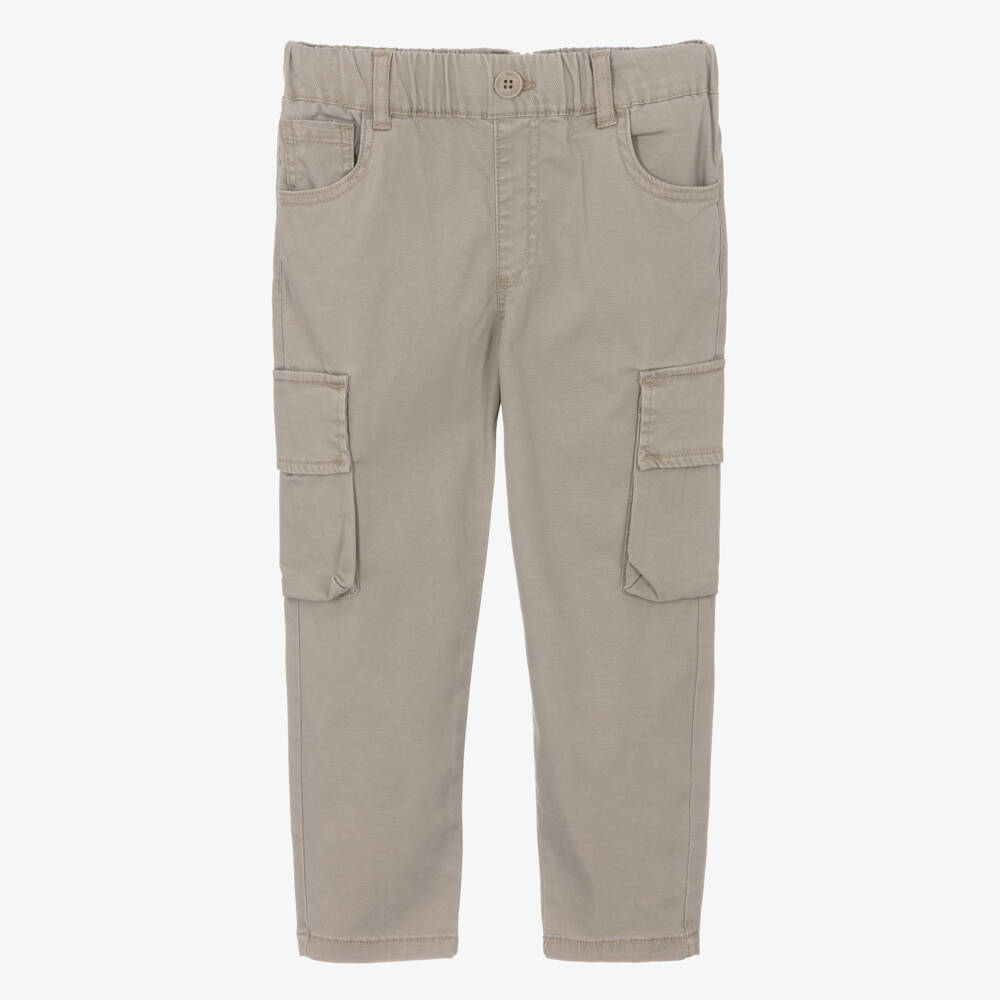 NAME IT-Boys Beige Elasticated Waist Cargo Trousers | Childrensalon