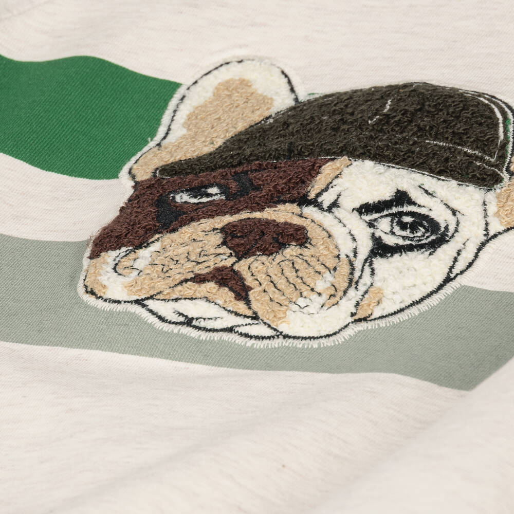 NAME IT-Boys Beige Marl Dog Sweatshirt in Organic Cotton | Childrensalon