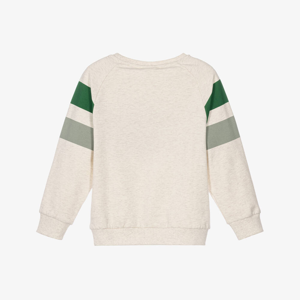 NAME IT-Boys Beige Marl Dog Sweatshirt in Organic Cotton | Childrensalon