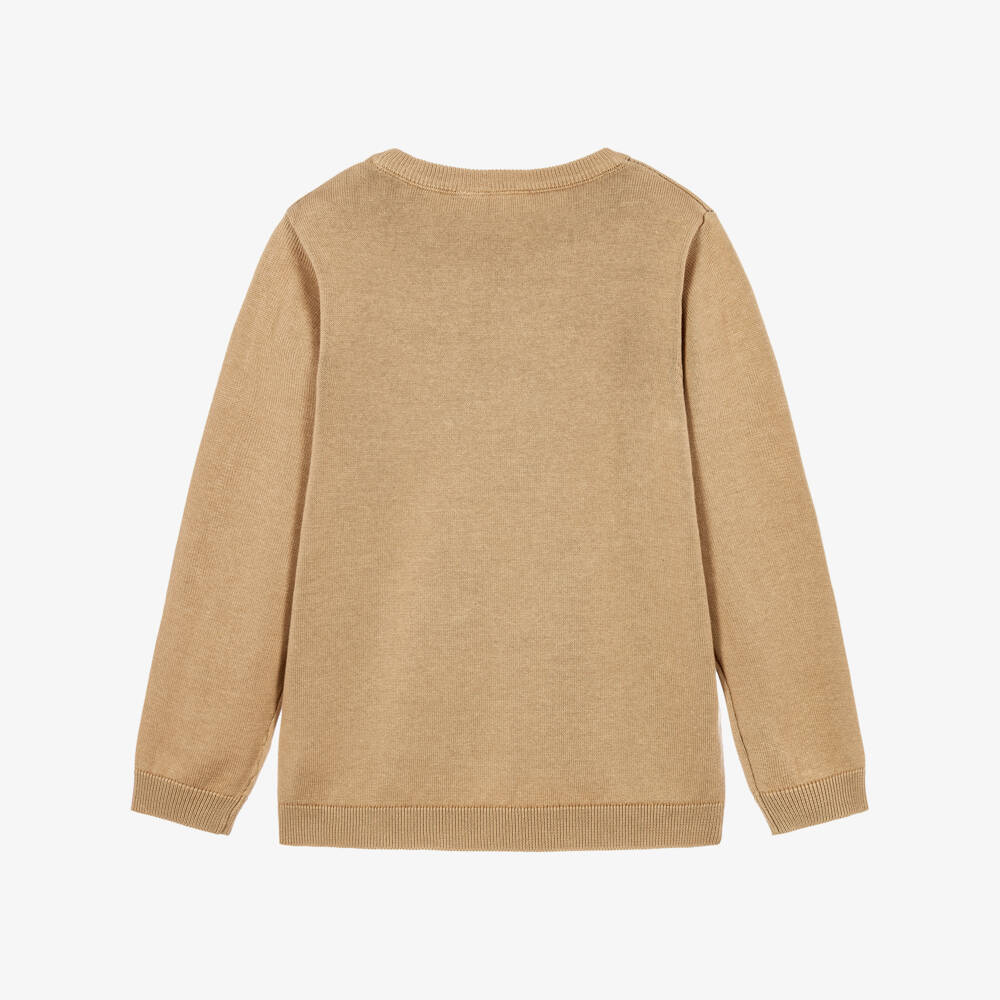 NAME IT-Boys Beige Organic Cotton Tractor Sweater | Childrensalon