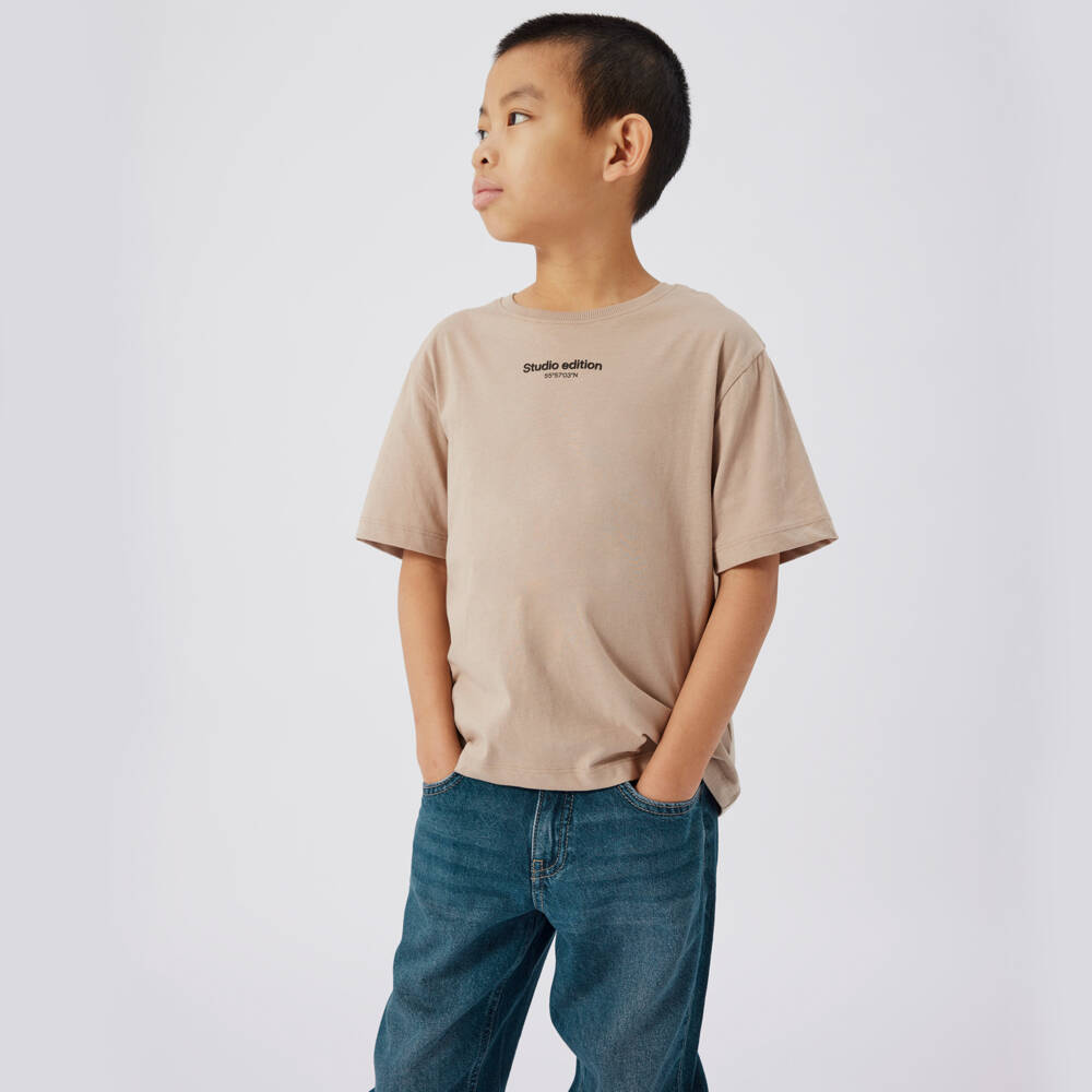 NAME IT-Boys Beige Studio Edition T-Shirt | Childrensalon